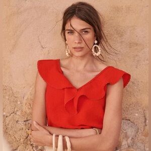 Sezane Gold Blouse in Red